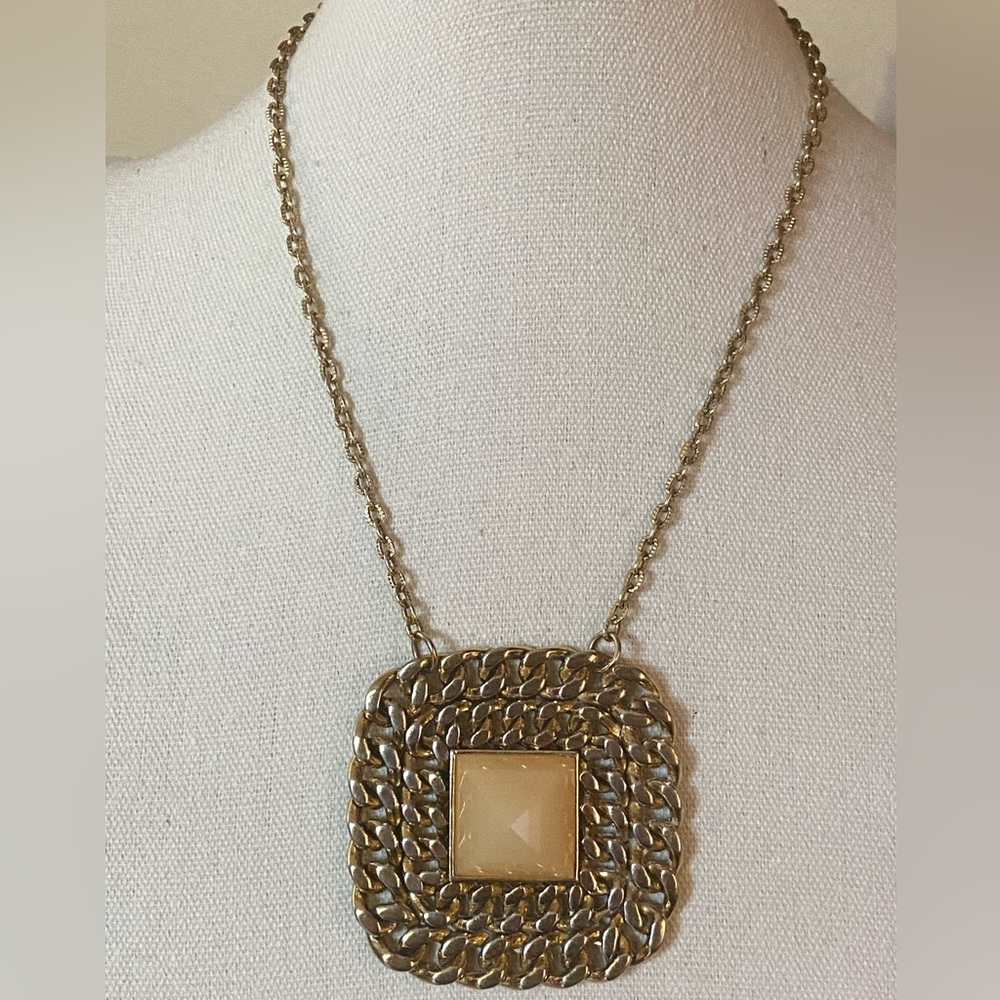 Heidi Klum Wildlife Collection Square Curb Link Pyramid Stone Pendant Necklace
